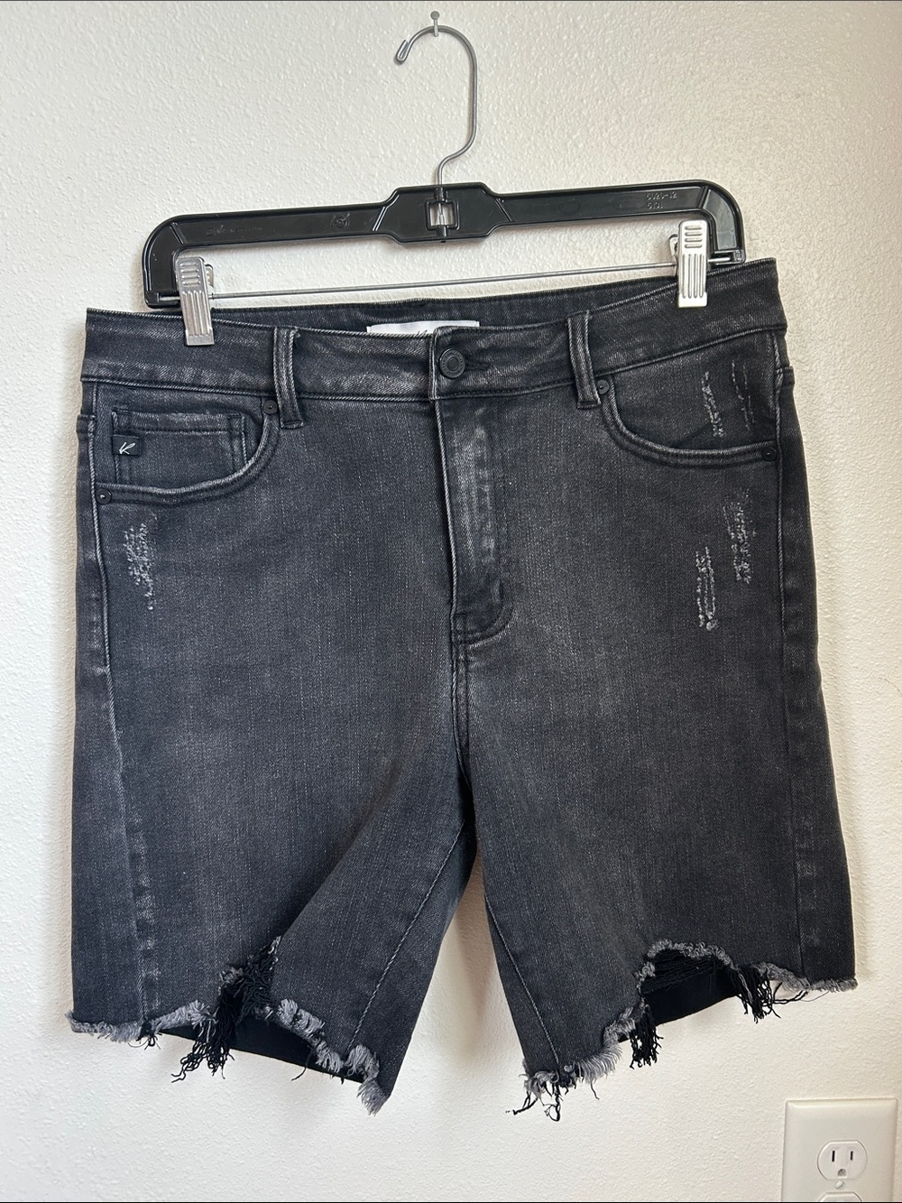 Kan Can Distressed Black Denim Cutoff Shorts- 29